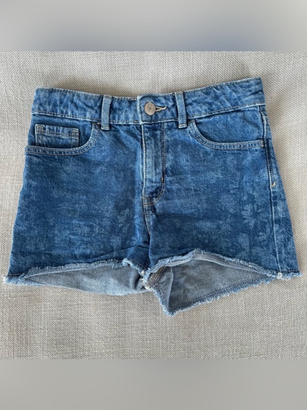 GAP Kids High Rise Denim Shorts | Girls Size 10 | Stretch | Frayed Hem